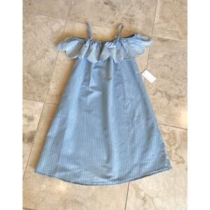 BCBGirls NWT light chambray stripe off-shoulder dress, 12yrs
